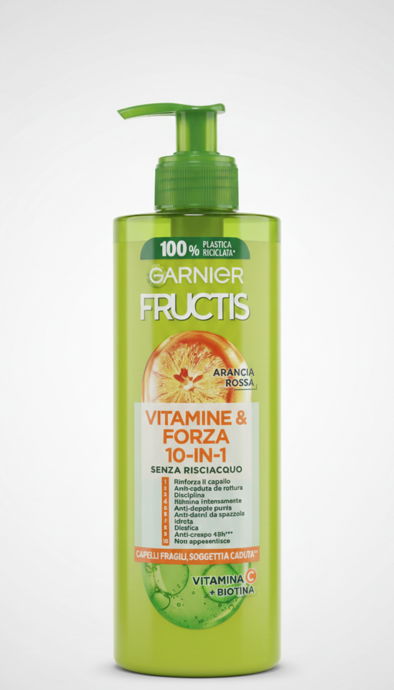 GARNIER Fructis Forti & Brillanti 10-in-1 Trattamento Senza Risciacquo 400ml | Crema Capelli Rinforzante con Pompelmo e Vitamine