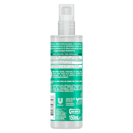 Sunsilk Spray Ravviva Ricci Ricci da Sogno 150ml – Con Olio di Macadamia – Definizione Istantanea e Azione Anti-Crespo – Senza Risciacquo