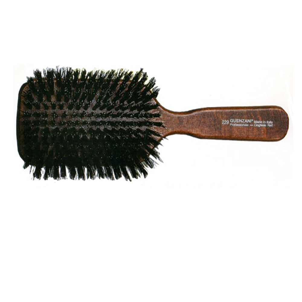 Guenzani Spazzola Professionale N. 229 | Setole di Cinghiale Rinforzato | Lucidante e Districante per Tutti i Tipi di Capelli | Manico in Legno Ergonomico | Unisex