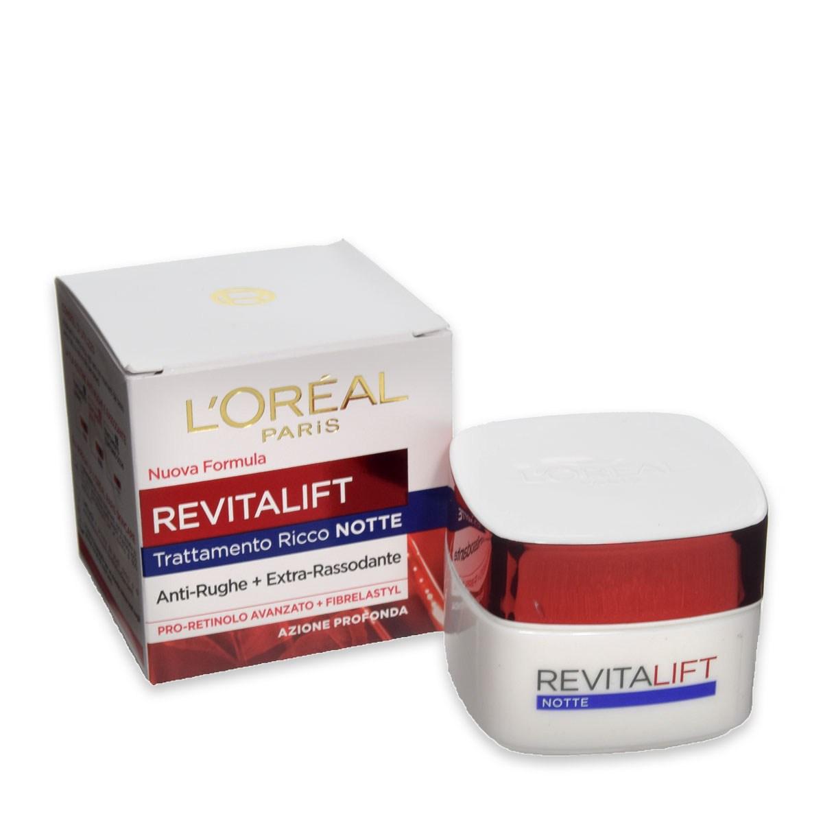 L'Oréal Paris Revitalift Trattamento Ricco Notte 50ml | Anti-Rughe + Extra-Rassodante | Pro-Retinolo + Elasti-Peptidi | Azione Profonda