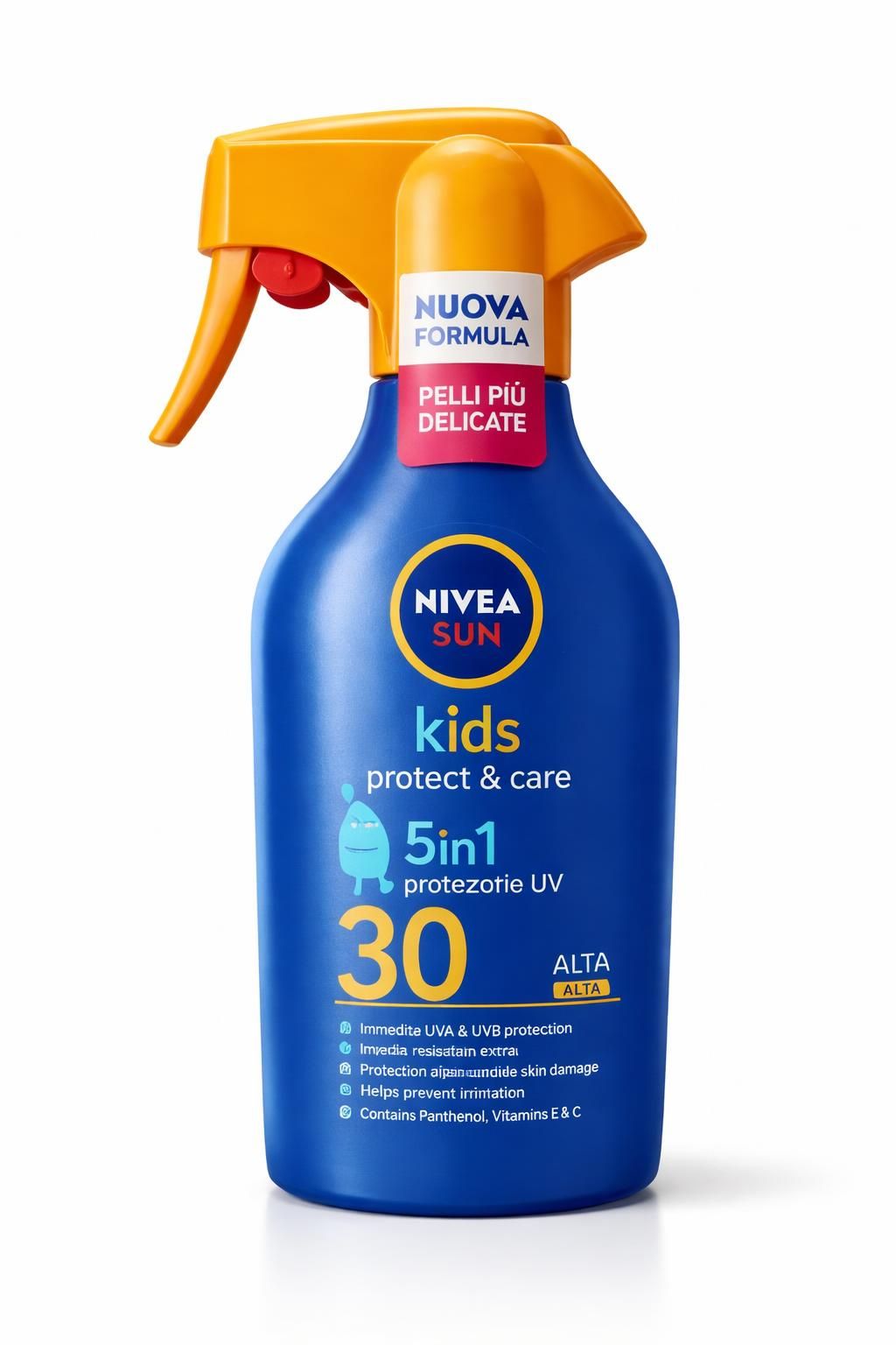 NIVEA SUN Kids Protect & Care SPF 30 Spray Solare Trigger 270ml | Protezione Bambini Extra Resistente | Con Pantenolo, Vitamina C & E