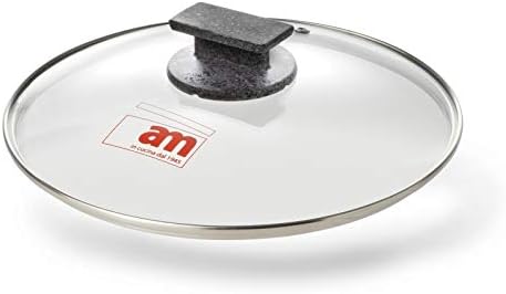 Accademia Mugnano Coperchio in Vetro Cuore di Pietra | Maniglia Soft Touch Atermica Effetto Pietra | Vetro Temperato Monitoraggio Cottura | Made in Italy | Vari Diametri