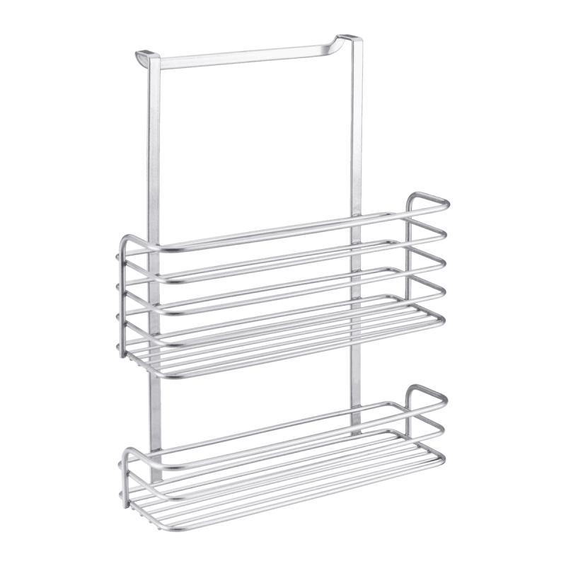 Metaltex Galileo Cestello 2 Piani Portaoggetti da Anta | Organizzatore Cucina Senza Fori | Rivestimento Polytherm® Metallic Antiruggine | Made in Italy | 26x12x36 cm