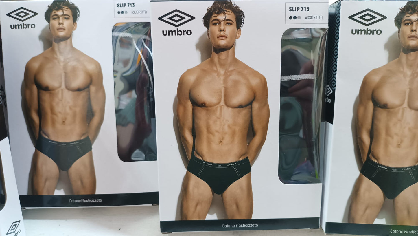 Umbro Slip Uomo – Cotone Elasticizzato – Colori Assortiti – Intimo Sportivo 3S