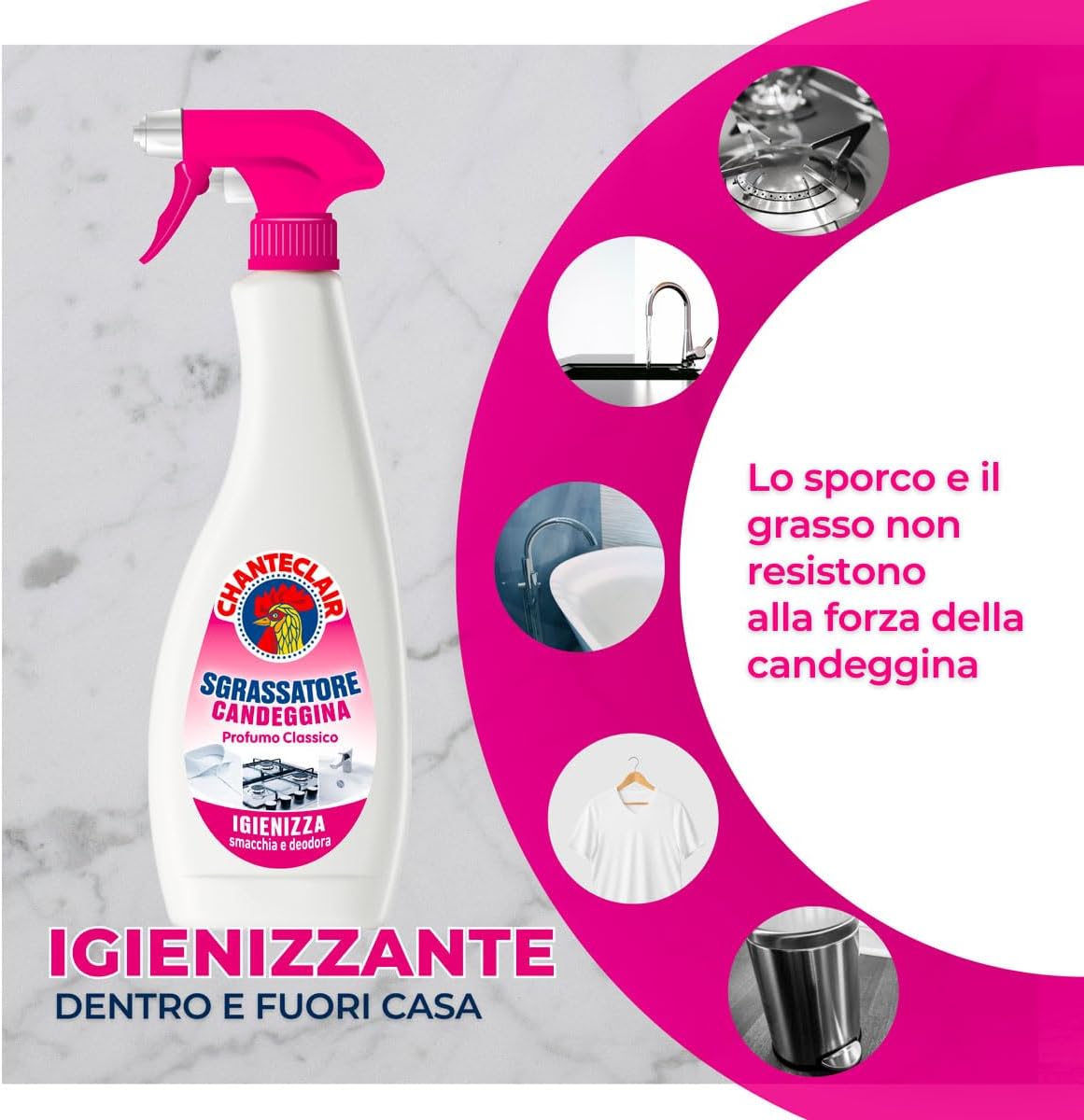 Chanteclair Sgrassatore con Candeggina Forza & Igiene 625ml – Smacchia e Sbianca