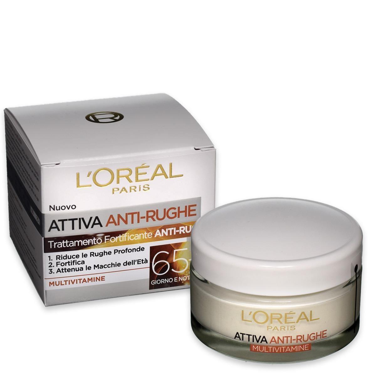 L'Oréal Paris Attiva Anti-Rughe 65+ Crema Viso Giorno e Notte 50ml | Trattamento Multivitaminico con Complesso Vitamine E + B3 + B5 | Azione Anti-Macchie, Fortificante e Nutriente per Pelli Molto Mature
