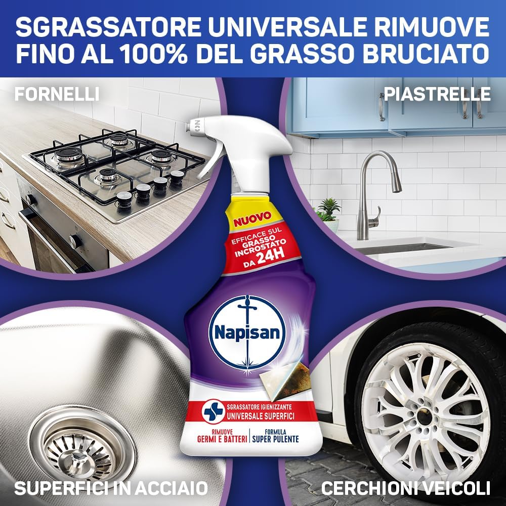 Napisan Sgrassatore Igienizzante Universale 740ml – Massima Potenza Anti-Grasso Bruciato & Igiene Profonda