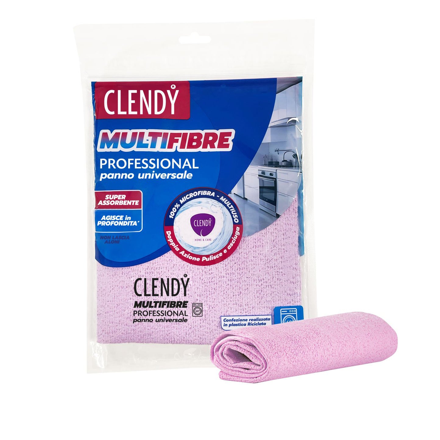 Clendy Panno Multifibre Professional | Microfibra Tecnica ad Elevata Forza Pulente | Anti-Aloni Universale per Vetri Acciaio e Marmo | Clendy Originale