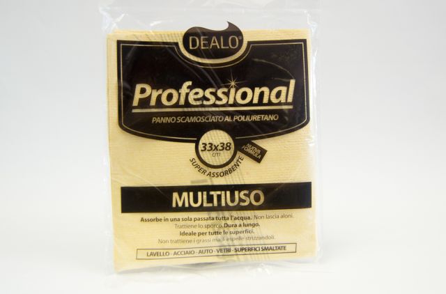 Dealo Panno Professional Multiuso 33x38 cm – Microfibra High-Tech Super Assorbente – Giallo – Ideale per Superfici Lucide, Acciaio e Vetri