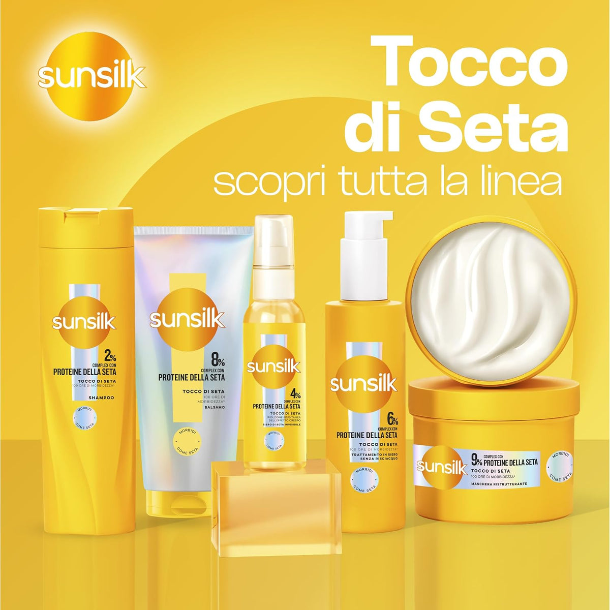 Sunsilk Maschera Ristrutturante Tocco di Seta 440ml | 100 Ore di Morbidezza | 9% Complex con Proteine della Seta