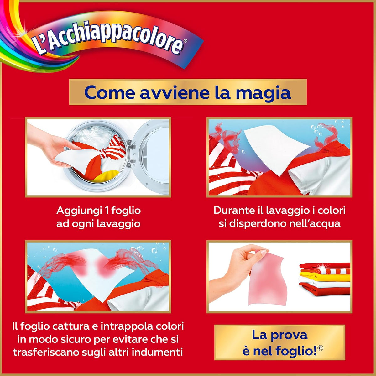 Grey Acchiappacolore Massima Protezione | 22 Fogli (20+2 Omaggio) | Tecnologia Calamita Anti-Trasferimento | 100% Fibre Naturali e Biodegradabili