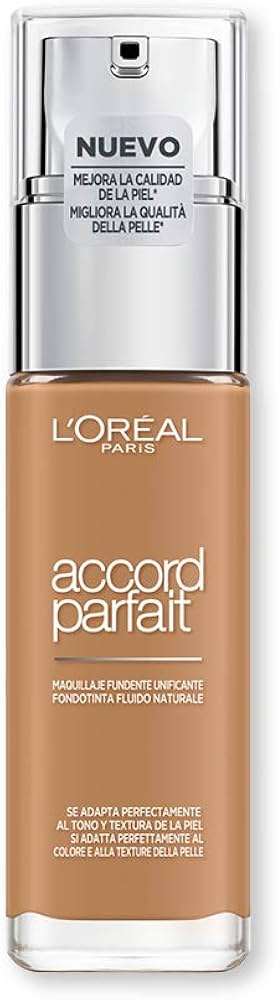 L'ORÉAL PARIS Accord Parfait Fondotinta Fluido Idratante – Formula Arricchita con Acido Ialuronico e Pigmenti Minerali – Effetto Seconda Pelle, Sfumabilità Ultra-Leggera e Idratazione 24H, Varie Nuance
