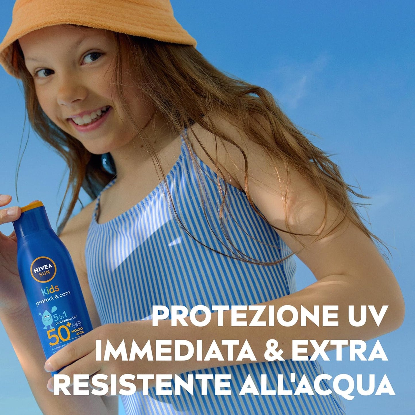 NIVEA SUN Kids Protect & Care SPF 50+ Latte Solare 200ml | Protezione Molto Alta Bambini | Extra Resistente con Pantenolo e Vitamine