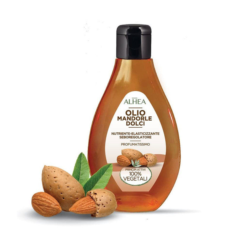 Alhea Olio di Mandorle Dolci 250ml con Principi Attivi 100% Vegetali – Trattamento Elasticizzante e Anti-Smagliature Profumatissimo ad Assorbimento Rapido per Tutti i Tipi di Pelle