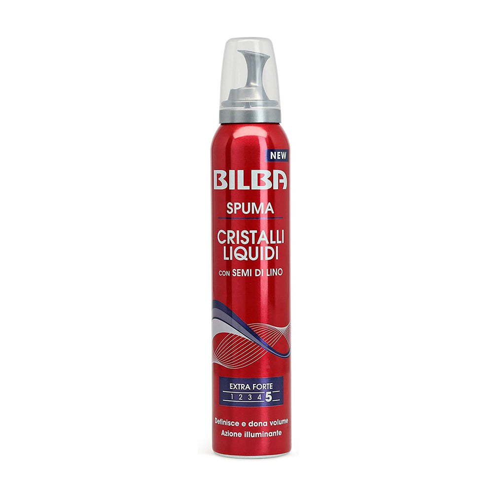 BILBA Spuma Ricci Extra Forte 200ml | Mousse ai Semi di Lino & Cristalli Liquidi | Definizione e Lucentezza Cristallina