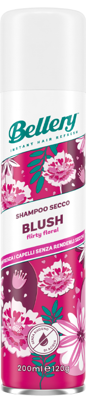Bellery Shampoo Secco Blush Flirty Floral – 200ml – Azione 4 in 1 Anti-Sebo e Volumizzante – Fragranza Rosa & Litchi