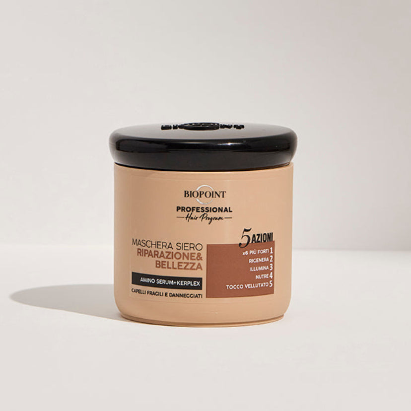 Biopoint Professional Maschera Siero Riparazione & Bellezza 400ml – 5 Azioni con Kerplex e Amino Serum