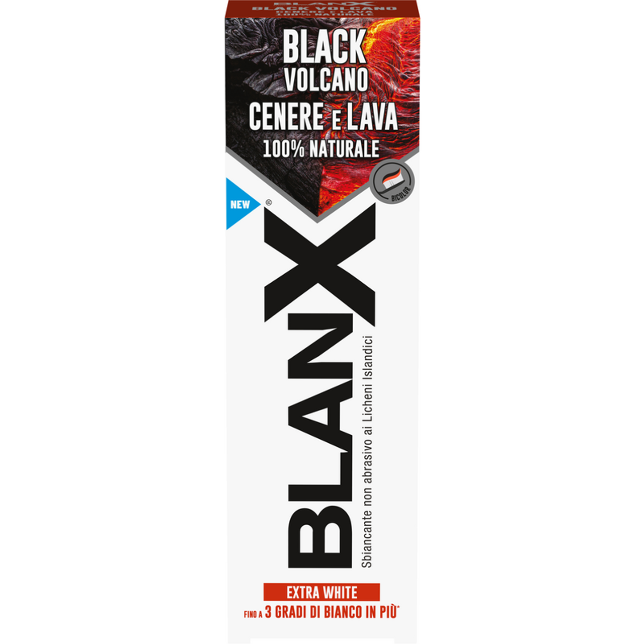 BlanX Black Volcano 75ml – Dentifricio Sbiancante Extra White – Con Cenere e Lava Vulcanica 100% Naturali – Azione Purificante Non Abrasiva
