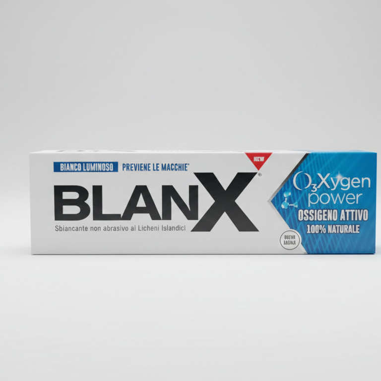 BlanX O₃Xygen Power 75ml – Dentifricio Sbiancante con Ossigeno Attivo Molecolare – Formula Non Abrasiva ai Licheni Islandici – Protezione Smalto