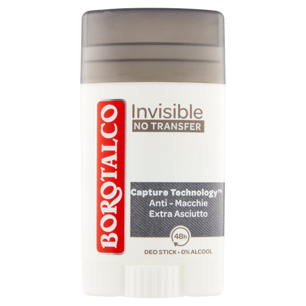 Borotalco Invisible Deodorante Stick 40ml – Effetto Barriera Anti-Macchia – Efficacia 48H – 0% Alcool