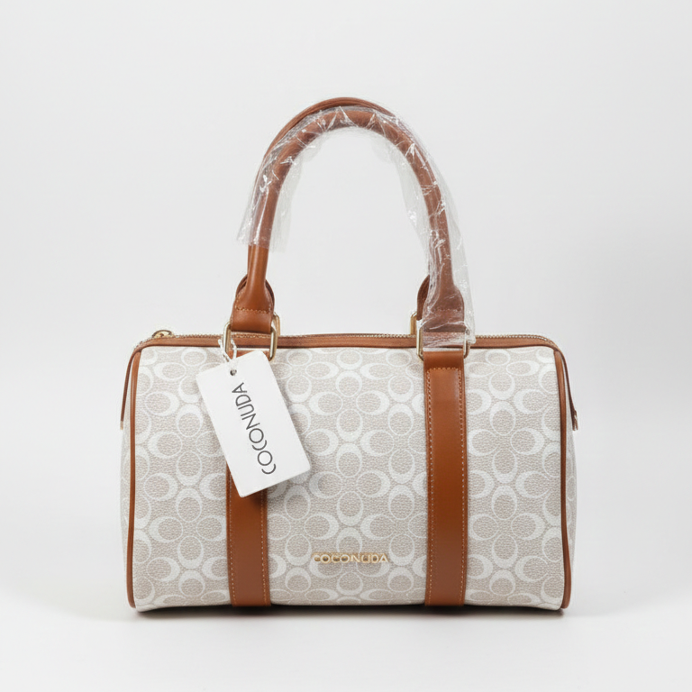 Borsa Bauletto Coconuda 27x20 cm con Tracolla Removibile | Design Iconico con Pattern Logato e Rifiniture in Cuoio | Borsa Versatile e Capiente per Ogni Stagione | Stile Giovanile ed Elegante
