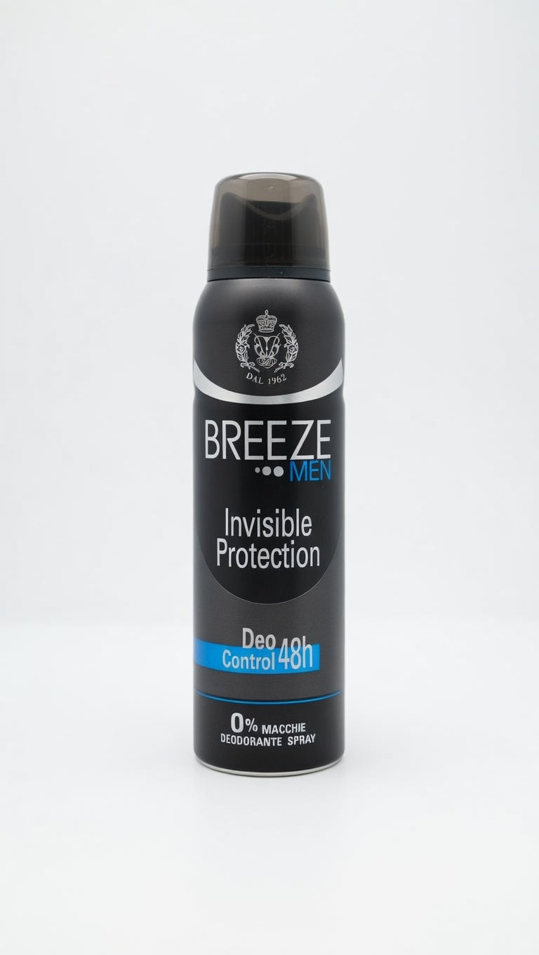 Breeze Deodorante Spray 150ml | 0% Sali di Alluminio | Efficacia 48 Ore Anti-Macchia | Formula Pelle Sensibile | Varie Profumazioni