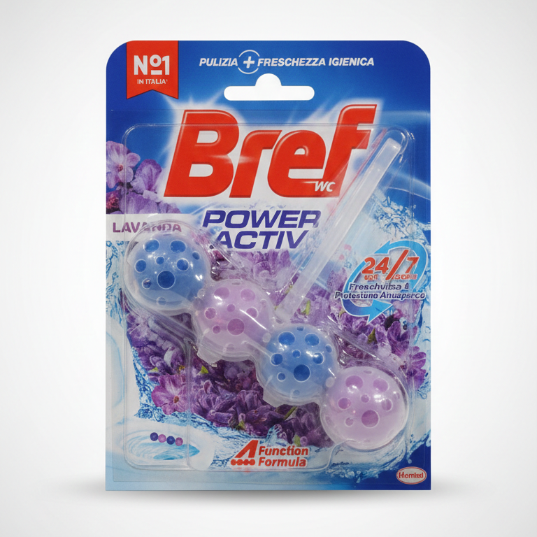 Bref WC Power Activ Lavanda 50 g | Tavoletta per WC 4 Funzioni | Azione Anti-Calcare, Anti-Sporco e Freschezza 24/7 | Pulizia Attiva Henkel