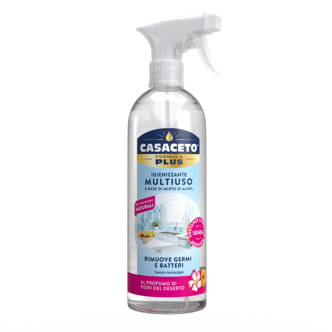Casaceto Igienizzante Multiuso 750 ml | 100% Naturale | Anti-Calcare Senza Risciacquo | Disponibile in Menta Delicata & Fiori del Deserto