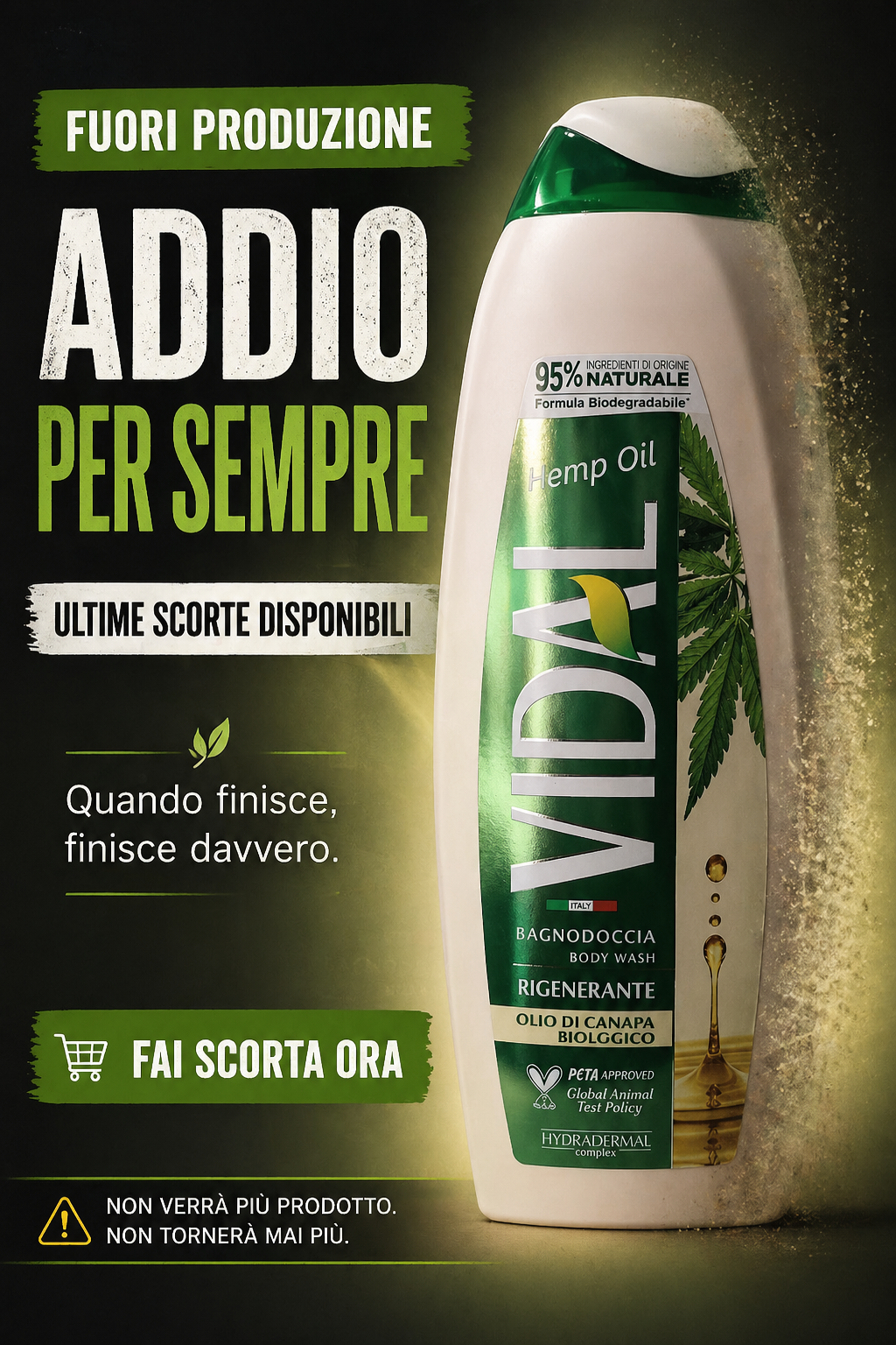 Vidal Bagnodoccia Rigenerante Hemp Oil 600ml Maxi Formato – Con Olio di Canapa Biologico e Tecnologia Hydradermal