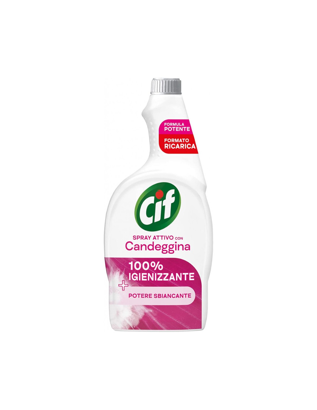 Cif Spray Attivo Multiuso con Candeggina 650ml – Formato Ricarica – Igienizzante 100% per Bagno e Cucina – Potere Sbiancante e Pretrattante Tessuti