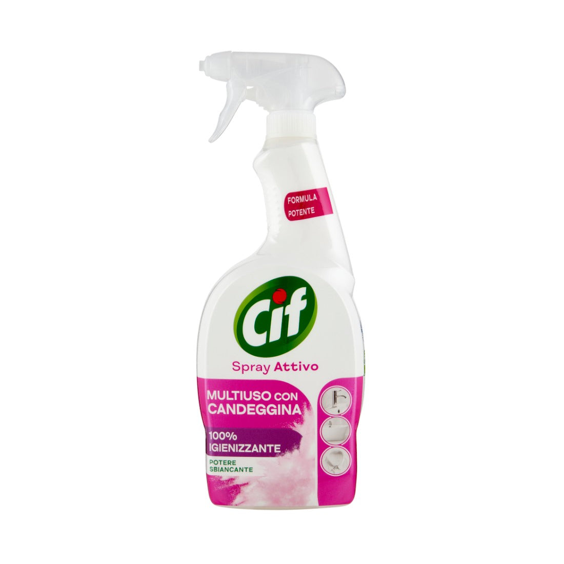 Cif Spray Attivo Multiuso con Candeggina 650ml | 100% Igienizzante Anti-Batterico | Smacchiatore e Pretrattante per Capi Bianchi