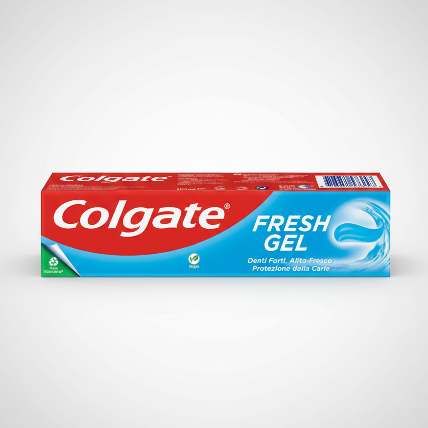 Colgate Fresh Gel Dentifricio 100ml – Formula in Gel Blu con Fluoro – Protezione Anti-Carie e Alito Fresco alla Menta – Denti Forti e Pulizia Profonda