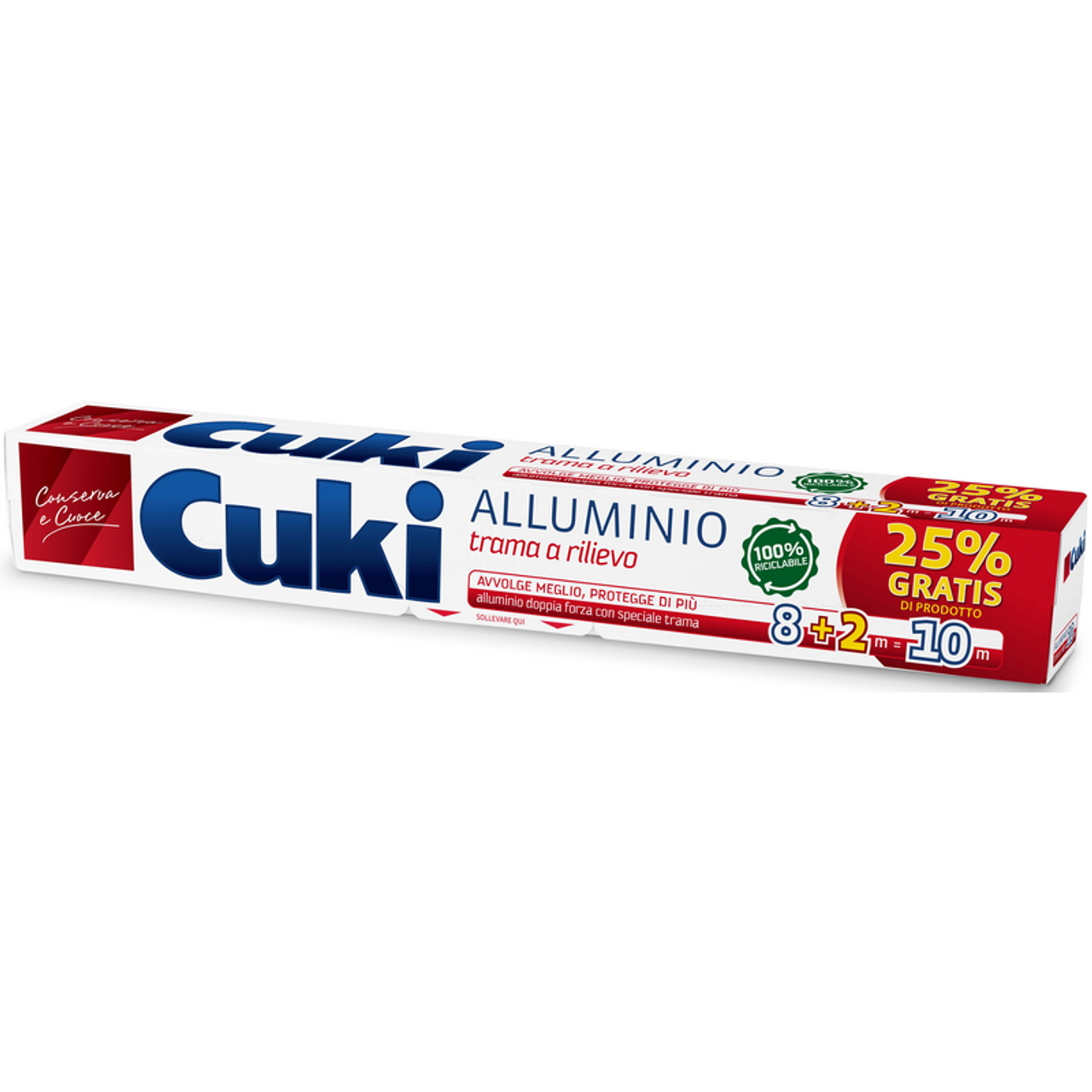Cuki Alluminio Doppia Forza Trama a Rilievo | Lega Speciale Alustrong | Rotolo 8+2 Metri (25% Gratis) | Protezione Totale Anti-Odore, Luce e Aria