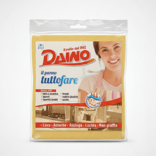 Daino Panno Tuttofare Multiuso 3 Pezzi – Azione 5-in-1: Lava, Assorbe, Asciuga, Lucida e Protegge – Sistema Anti-Graffio