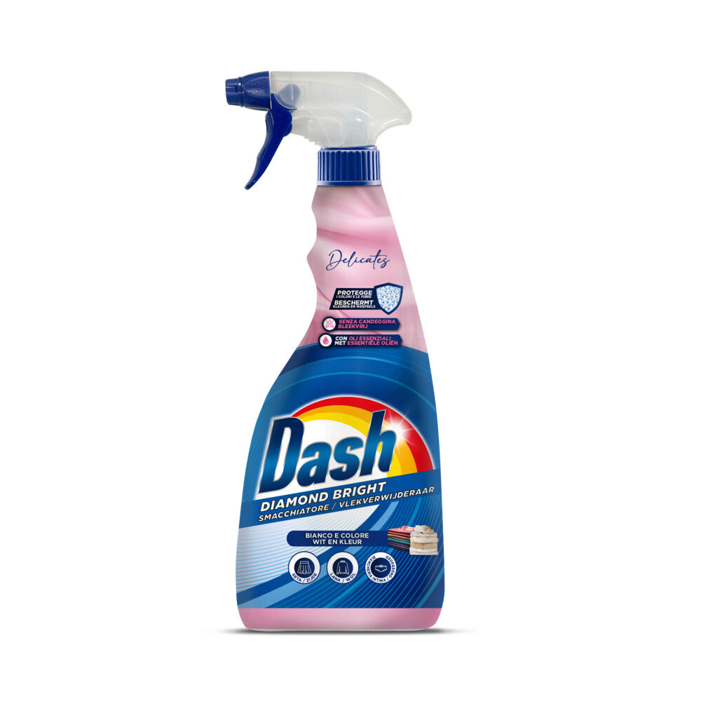 Dash Diamond Bright Smacchiatore Spray 750ml | Pretrattante Potente per Capi Bianchi e Colorati | Rimuove Macchie Ostinate | Formula Rispetta-Fibre | Bottiglia 100% Plastica Riciclata