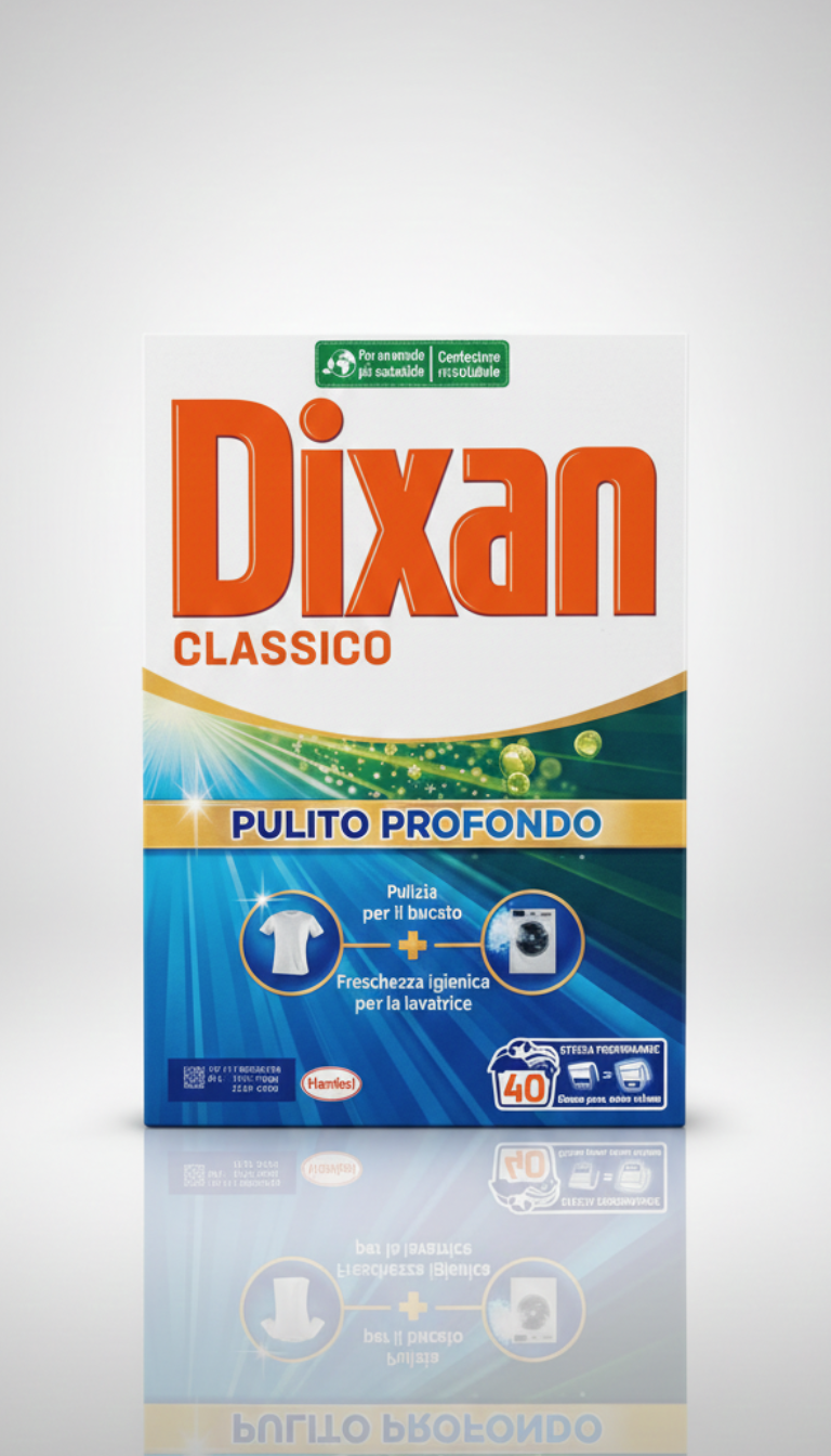 Dixan Classico Detersivo Lavatrice in Polvere | 40 Lavaggi (2,2 kg) | Tecnologia Deep Clean per un Pulito Profondo e Bianchi Brillanti | Freschezza Igienica per Capi e Lavatrice | Efficace a Basse Temperature