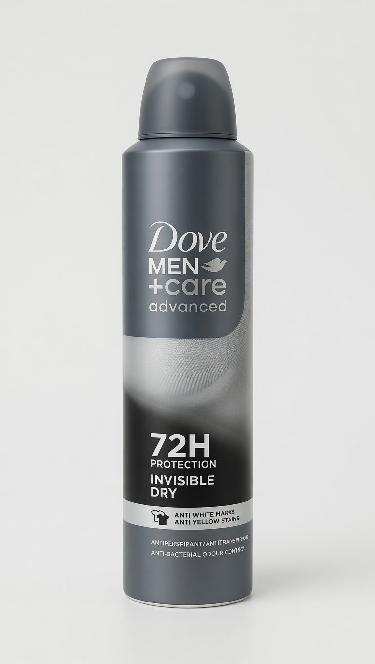 Dove Men+Care Advanced Invisible Dry Deodorante Spray 250ml – Protezione 72H Anti-Macchie Bianchi e Gialli
