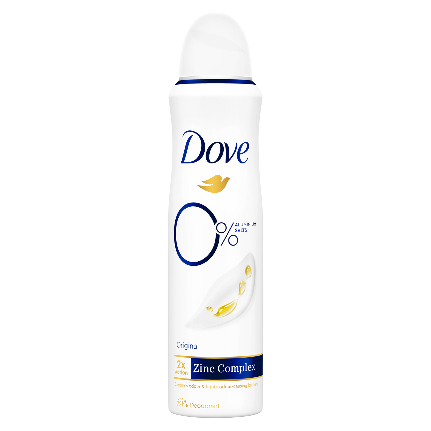 Dove Original Deodorante Spray 150ml | 0% Sali di Alluminio | Con ¼ Crema Idratante | Freschezza Naturale 24h Pelli Sensibili