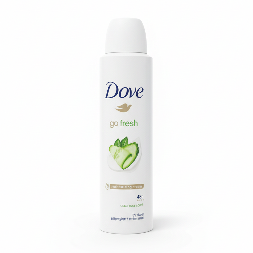 Dove Go Fresh Deodorante Spray 150ml | Cetriolo & Tè Verde | Protezione 48h con ¼ Crema Idratante | 0% Alcool Freschezza Naturale