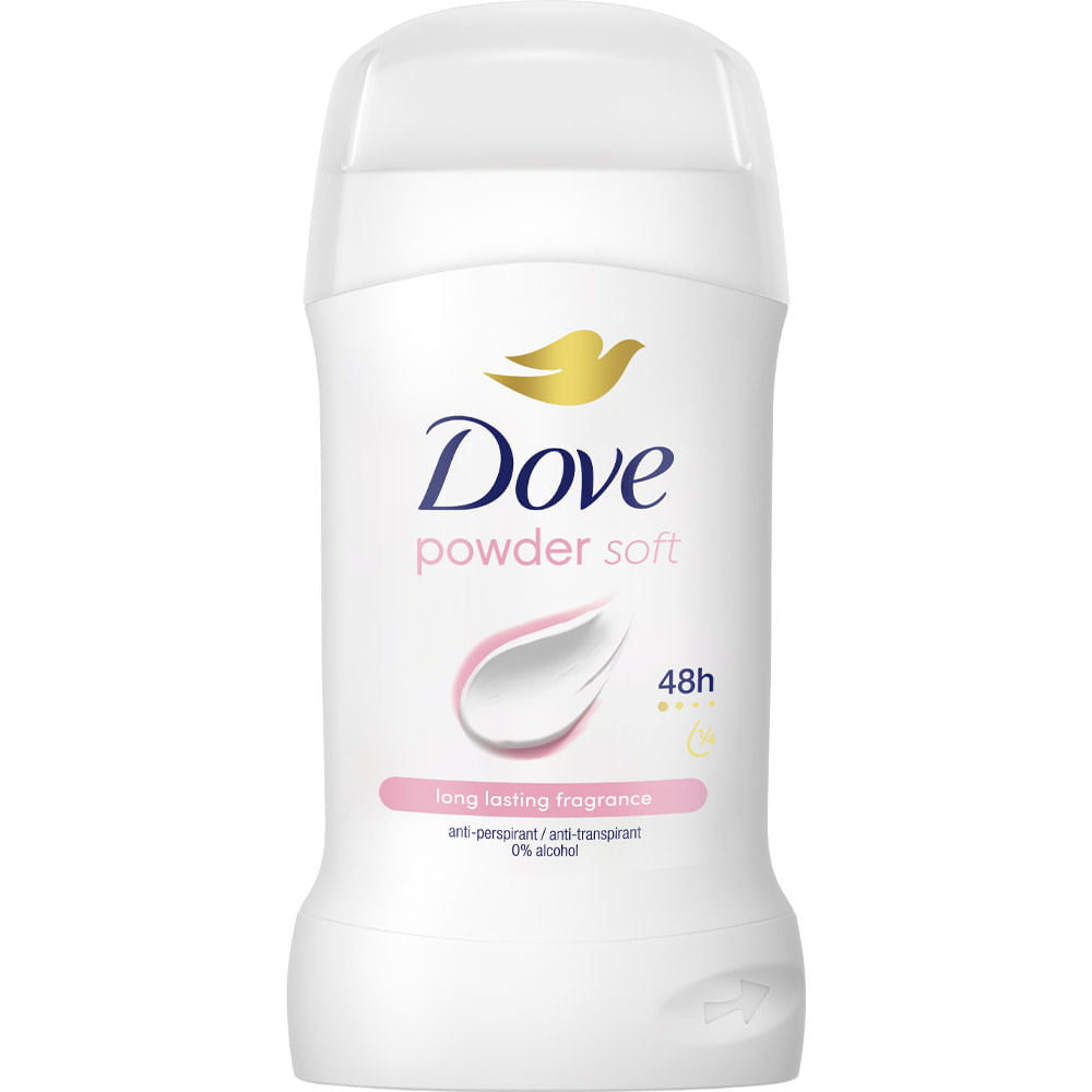 Dove Powder Soft Deodorante Stick 50ml Protezione 48h Fragranza Talcata con 1/4 Crema Idratante