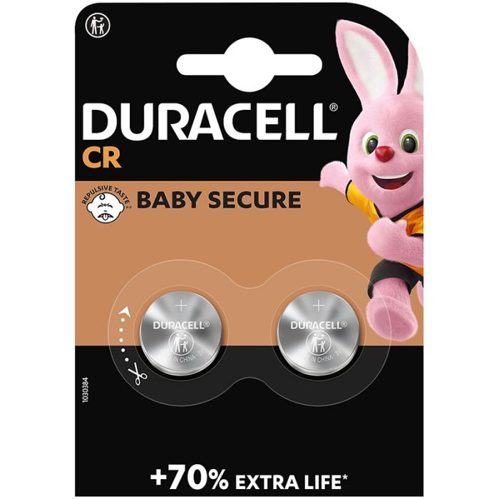 Duracell 2032 Batterie al Litio 3V (2 Pezzi) | Fino al 50% di Energia Extra | Tecnologia Baby Secure Anti-Ingestione | Lunga Durata 10 Anni
