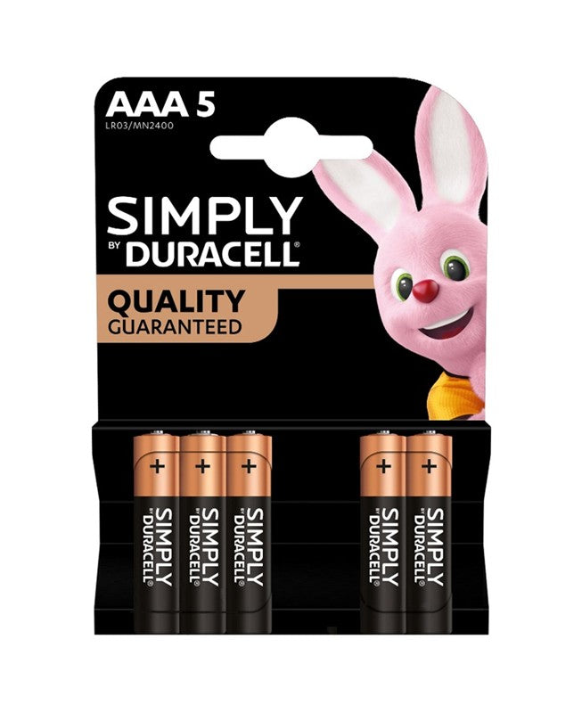 Duracell Simply AAA Ministilo 5 pz | Batterie Alcaline Monouso 1.5V | Ideali per Dispositivi a Basso Consumo (Telecomando, Orologi) | Lunga Durata