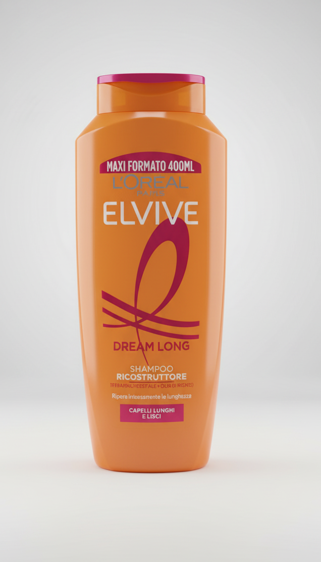 L'Oréal Elvive Shampoo Dream Long Ricostruttore 400 ml con cheratina vegetale e olio protettivo per capelli lunghi fragili e danneggiati rinforzante anti-rottura e illuminante