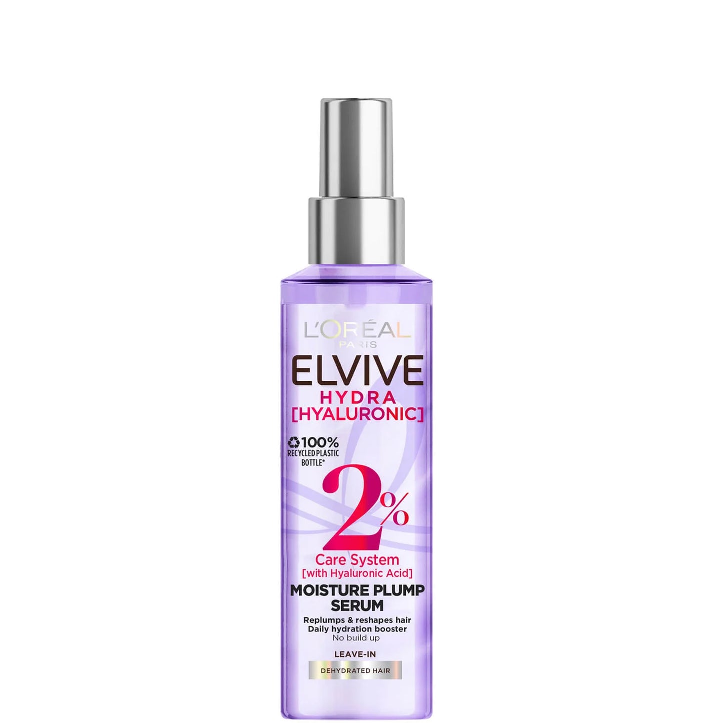 L'Oréal Elvive Siero Spray Hydra Hyaluronic Leave-In 100 ml – Con 2% Hyaluronic Care System – Rimpolpante e Idratante per Capelli Sottili e Disidratati