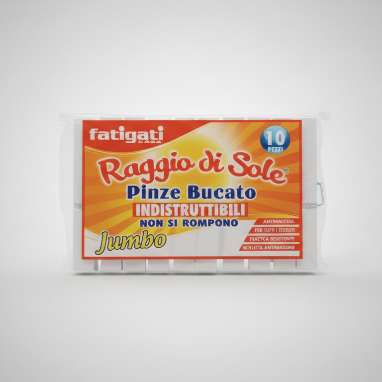 Fatigati Raggio di Sole | Pinze per Bucato Indistruttibili e Antimacchia | Mollette Ultra Resistenti con Impugnatura Ergonomica | Design Anti-Segno