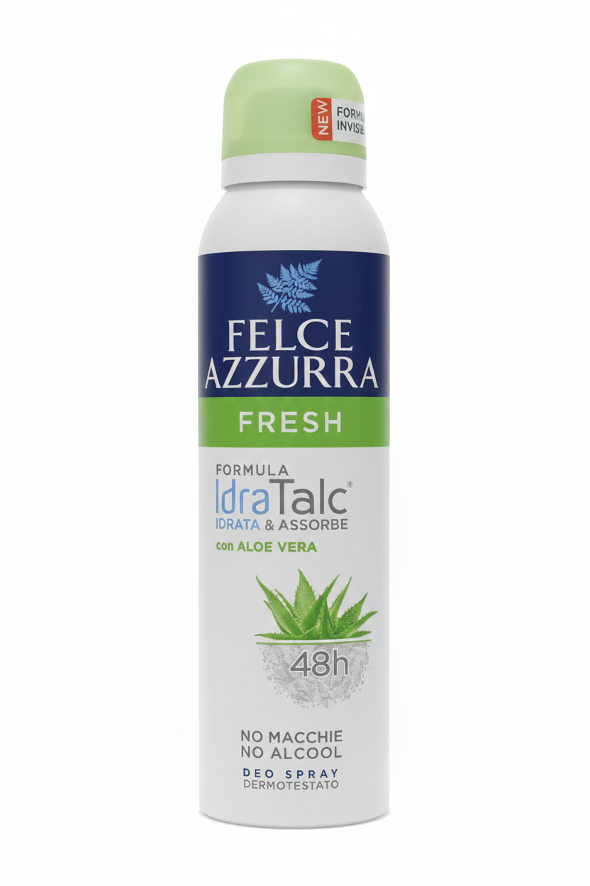 Felce Azzurra Fresh Deodorante Spray 150ml | Antitraspirante 48h | Formula IdraTalc® & Aloe Vera | Zero Alcool