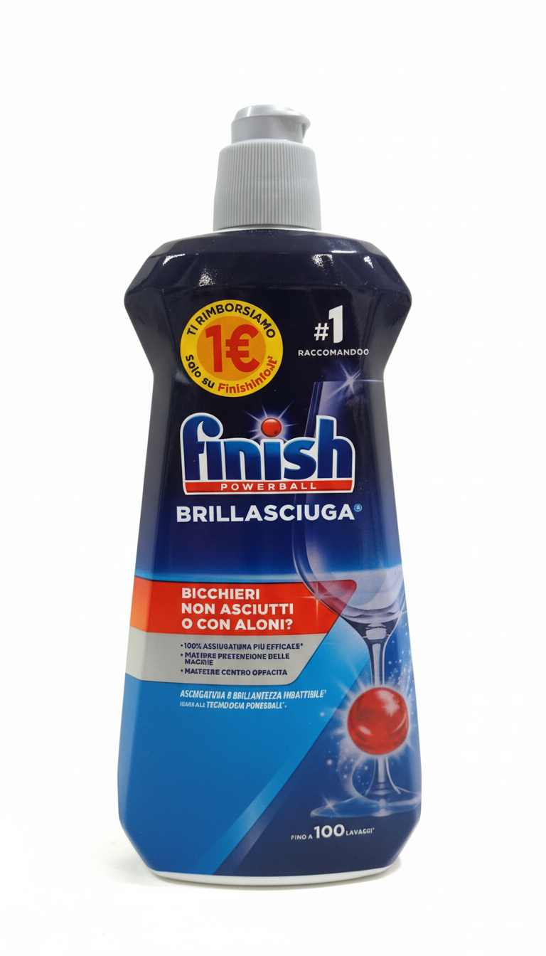 Finish Brillantante Brillasciuga Regolare 500ml - Dissolve 2X Calcare/Aloni, Protegge Vetro da Corrosione, Asciugatura Rapida