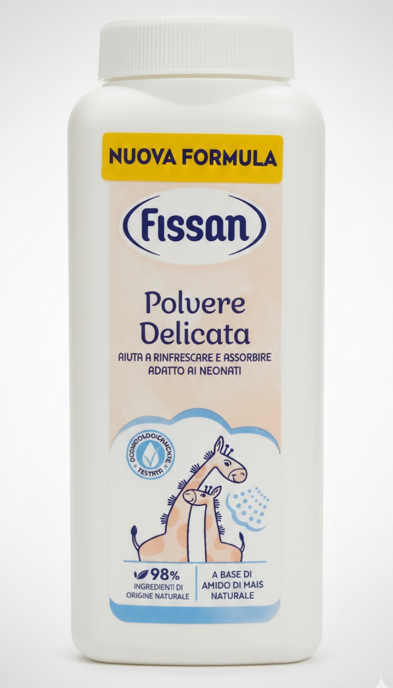 Fissan Polvere Delicata 100g | Nuova Formula con Amido di Mais | 98% Ingredienti di Origine Naturale | Azione Assorbente e Rinfrescante Anti-Irritazione | Ideale per Neonati e Pelli Sensibili