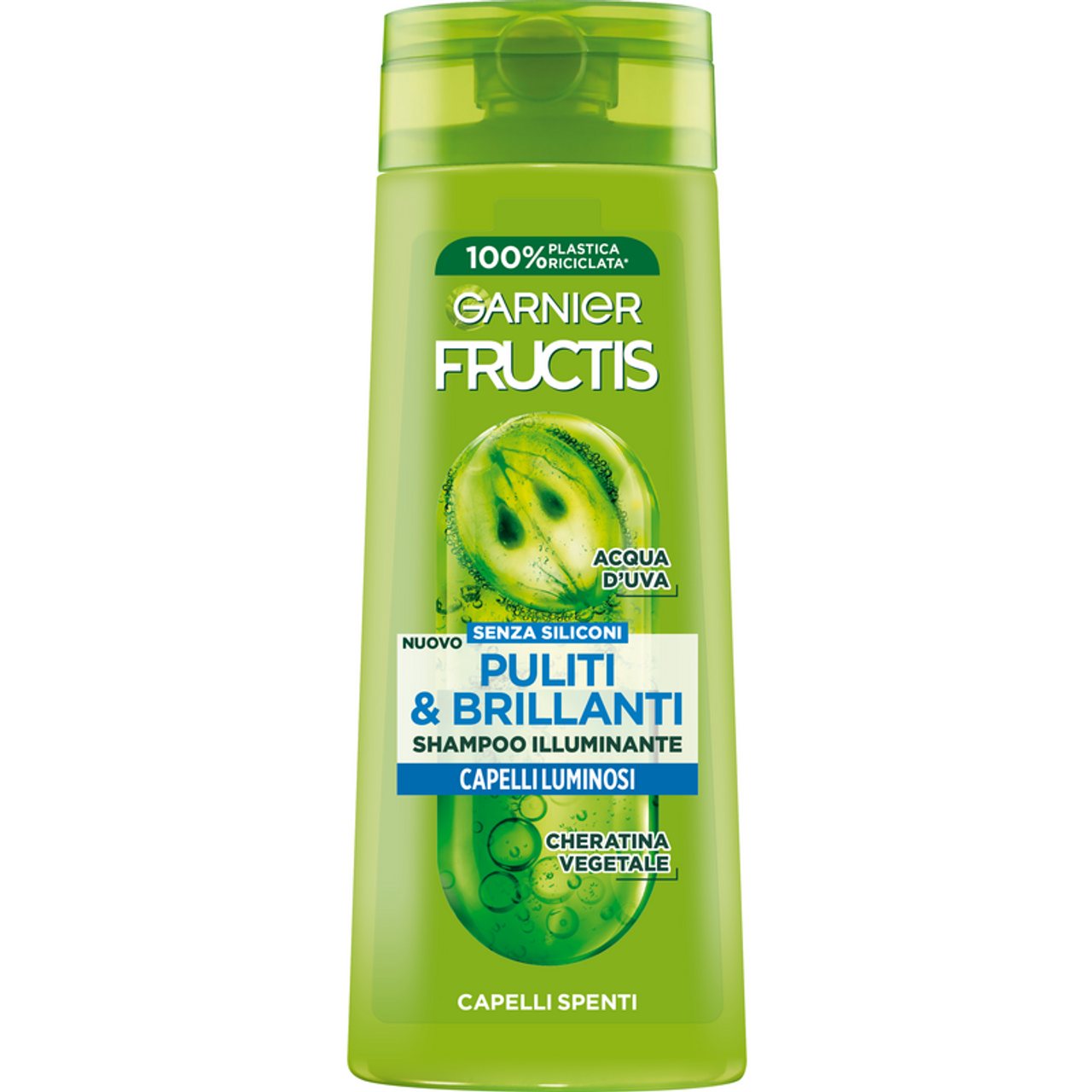 Garnier Fructis Puliti & Brillanti Shampoo Illuminante in Acqua d'Uva e Cheratina Vegetale 250ml