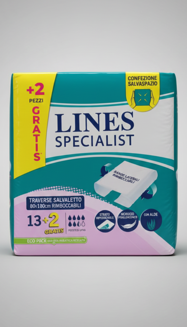 LINES Specialist Traverse Letto 80x180 cm | 15 Pezzi | Protezione Materasso Impermeabile Maxi con Rimboccabili | Igiene & Comfort